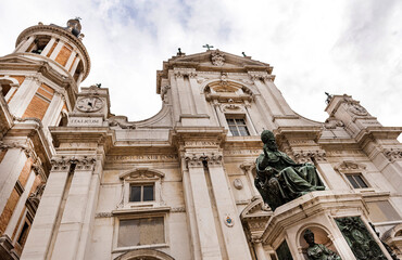 Italy, Loreto,perspective photo of the facade of the basilica of Loreto(  In Italy), on the side a...