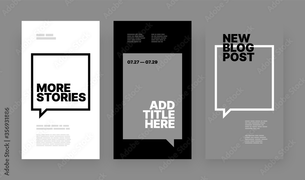 Poster set of minimalistic stories for social media. pack for creating your unique content. story mockup.