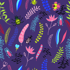 Forest or meadow seamless pattern.