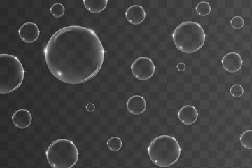 Flying transparent soap bubbles