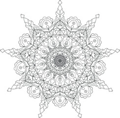 Adult Coloring Book / Antistress / Manadala / Black and White / Flower / Oriental Pattern / Tattoo / Zentangle