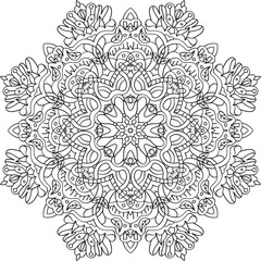 Fototapeta premium Adult Coloring Book / Antistress / Manadala / Black and White / Flower / Oriental Pattern / Tattoo / Zentangle