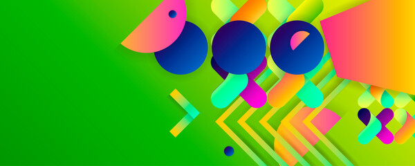 Bright juicy colors background with geometric elements, lines and dots for text, universal design, banner concept