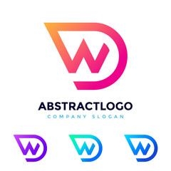 Colorful WD Letter logo design Vector Template elements. Modern, Corporate Unique WD icon for business company