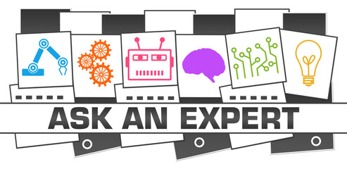 Fototapeta premium Ask An Expert Dark Colorful AI Symbols Squares Grid 