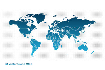 World map infographic blue gradient symbol. Illustration vector sign on dotted background. Global element for business, sample, web design, media, news, blog, report