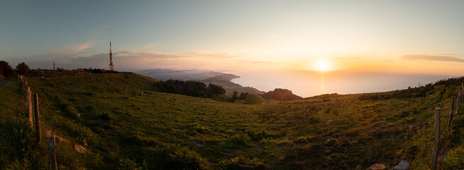 Look at Jaizkibel mountain next to the basque coast between Hondarribia and Pasaia at the Basque Country.