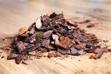 Dry pine bark for transplanting orchids of other plants. The substrate for orchids. Soil for...