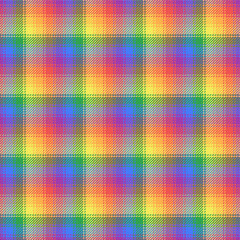 rainbow colors tartan fabric texture pattern for lgbt kilt editable vector illustration