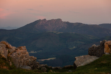 Obraz premium Look at Aiako Harriak mountain over Irun city at the Basque Country.
