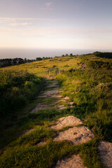 Look at Jaizkibel mountain next to the basque coast between Hondarribia and Pasaia at the Basque Country.