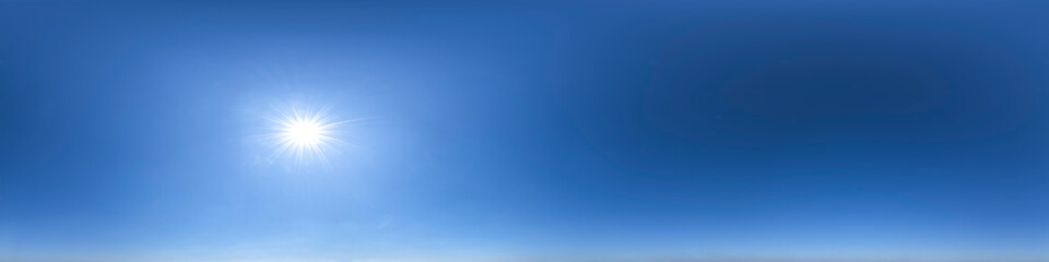 Naklejka na ściany i meble Nahtloses Panorama mit blau-weißem Himmel 360-Grad-Ansicht mit nahezu wolkenlosem Himmel zur Verwendung in 3D-Grafiken als Himmelskuppel oder zur Nachbearbeitung von Drohnenaufnahmen