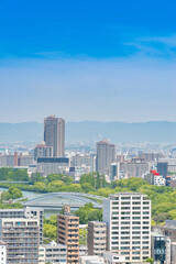 Fototapeta na wymiar Aerial view of Osaka skyline building Cityscape Japan