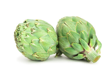Obraz premium green artichokes on white background