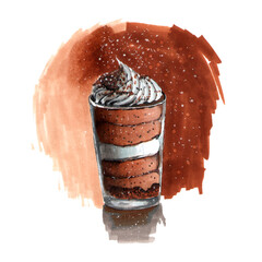 Hand drawn marker cream dessert illustration 