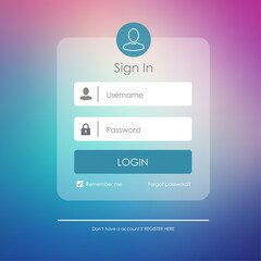 Modern Login form page. Website UI vector elements. - Vector Illustration with Blurry Background