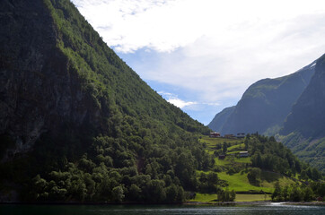 Naklejka na ściany i meble Sognefjord, Norway, Scandinavia. View from the board of Flam - Bergen ferry.