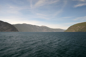 Plakat Sognefjord, Norway, Scandinavia. View from the board of Flam - Bergen ferry.