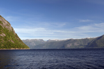 Sognefjord, Norway, Scandinavia. View from the board of Flam - Bergen ferry.