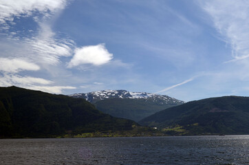 Sognefjord, Norway, Scandinavia. View from the board of Flam - Bergen ferry.