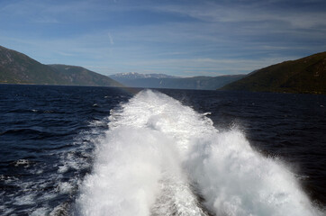 Sognefjord, Norway, Scandinavia. View from the board of Flam - Bergen ferry.