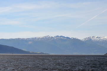 Sognefjord, Norway, Scandinavia. View from the board of Flam - Bergen ferry.