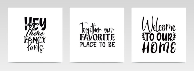 Doormat quotes letter typography set illustration.