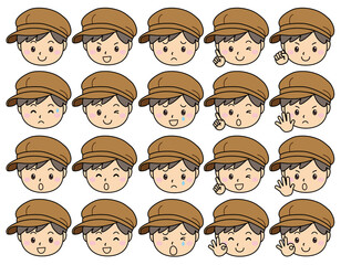男の子01_03（ハンチング帽をかぶったいろんな表情セット）