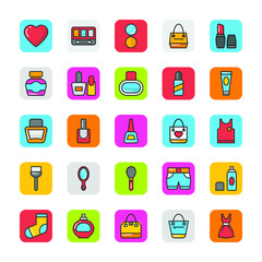 
Flat Vector Icons Set Of Beauty and Fashion 
