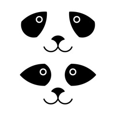 Cute Panda face fullscreen vector illustration. Symbols Made with golden ratio technique. Black and white isolated animal emoji.