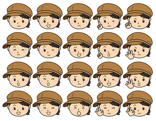 女の子01_03（ハンチング帽をかぶったいろんな表情セット）