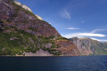 Sognefjord, Norway, Scandinavia. View from the board of Flam - Bergen ferry.