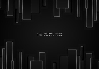 Abstract black square stripe line pattern with silver design background. illustration vector eps10