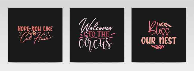 Doormat quotes letter typography set illustration.