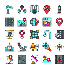 
Pack of Colored Maps and Navigation Flat Icons
