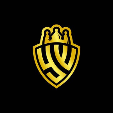 YW monogram logo with shield and crown style design template
