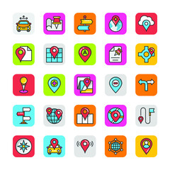 
Flat Icons Set of Maps and Navigation
