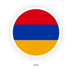 Armenia circle flag icon with shadow on white background. Armenia circular flag icon isolated on white background.