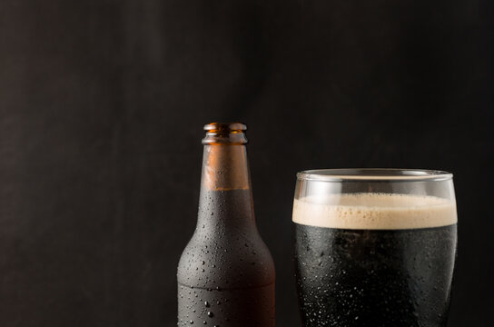 beer bottle on a black background