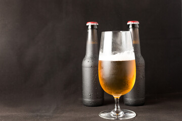 beer bottles on a black background