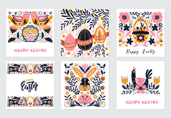 Easter greeting card in Scandinavian style Easter holiday illustration