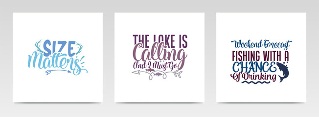 Fishing quotes letter typography set illustration.