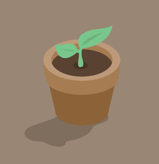 leaf Plant In pot Isometric style