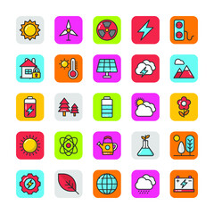 
Flat Vector Icons Set of Nature 
