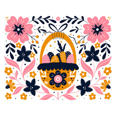 Easter greeting card in Scandinavian style Easter holiday illustration