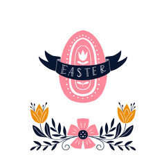Easter greeting card in Scandinavian style Easter holiday illustration © darijashka