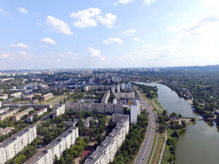 Fototapeta premium Residential area of Kiev (drone image).