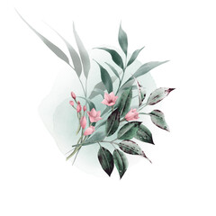 Bouquet of flowers, can be used as greeting card, invitation card for wedding, birthday and other holiday and  summer background. Watercolor illustration design