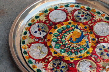 decorative indian plate for prayer of god
