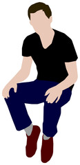 Sitting male person flat vector illustration